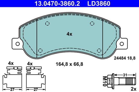 ATE Ceramic Brake Pad Set Front 13.0470-3860.2