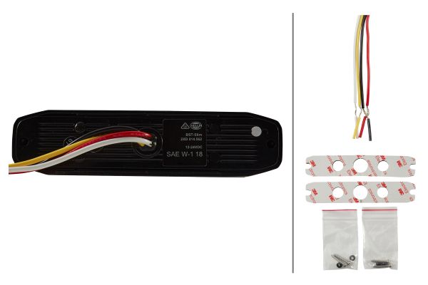 Hella 12/24V Bst Slim Directional Warning Lamp, White 6 Led, Surface Mount - 2 Pcs 2XD 014 562-901