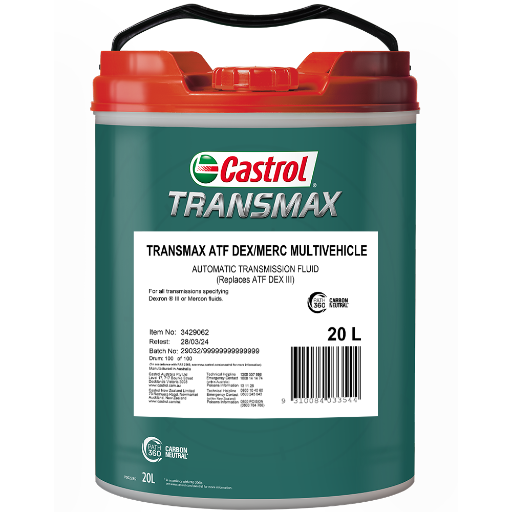 Castrol TRANSMAX ATF Dex/Merc MultiVehicle Auto Trans Fluid 20L 3429062