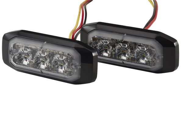 Hella - 12/24V Bst Slim Directional Warning Lamp, White 3 LED, Surface Mount - 2 Pcs 2XD 014 563-901