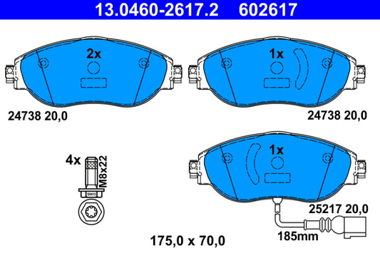 ATE Brake Pad Set Front 13.0460-2617.2