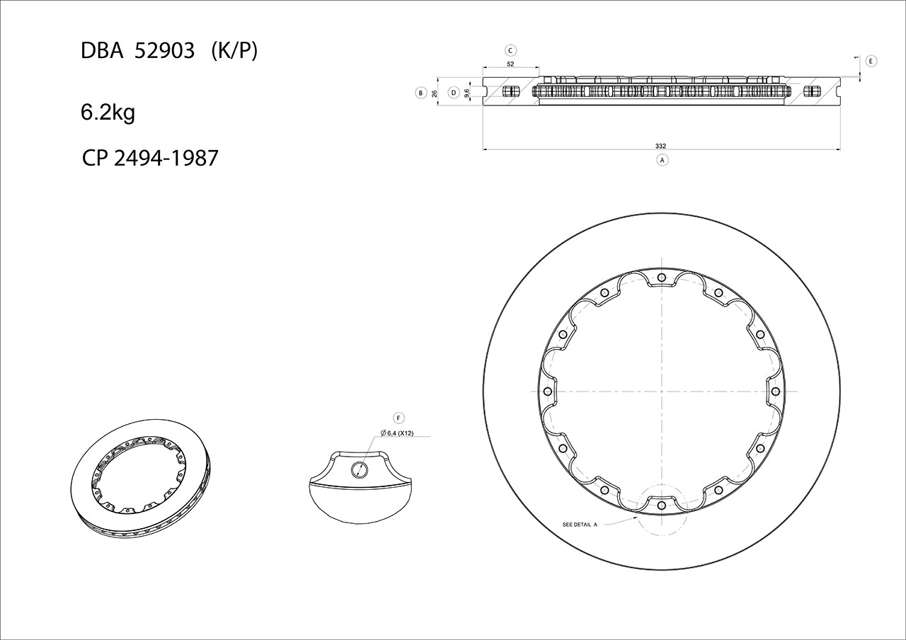 DBA Disc Brake Rotor Single DBA52903.1R