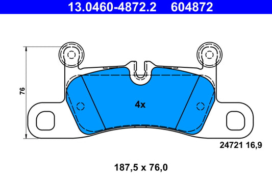 ATE Brake Pad Set Rear 13.0460-4872.2