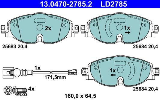 ATE Ceramic Brake Pad Set Front 13.0470-2785.2