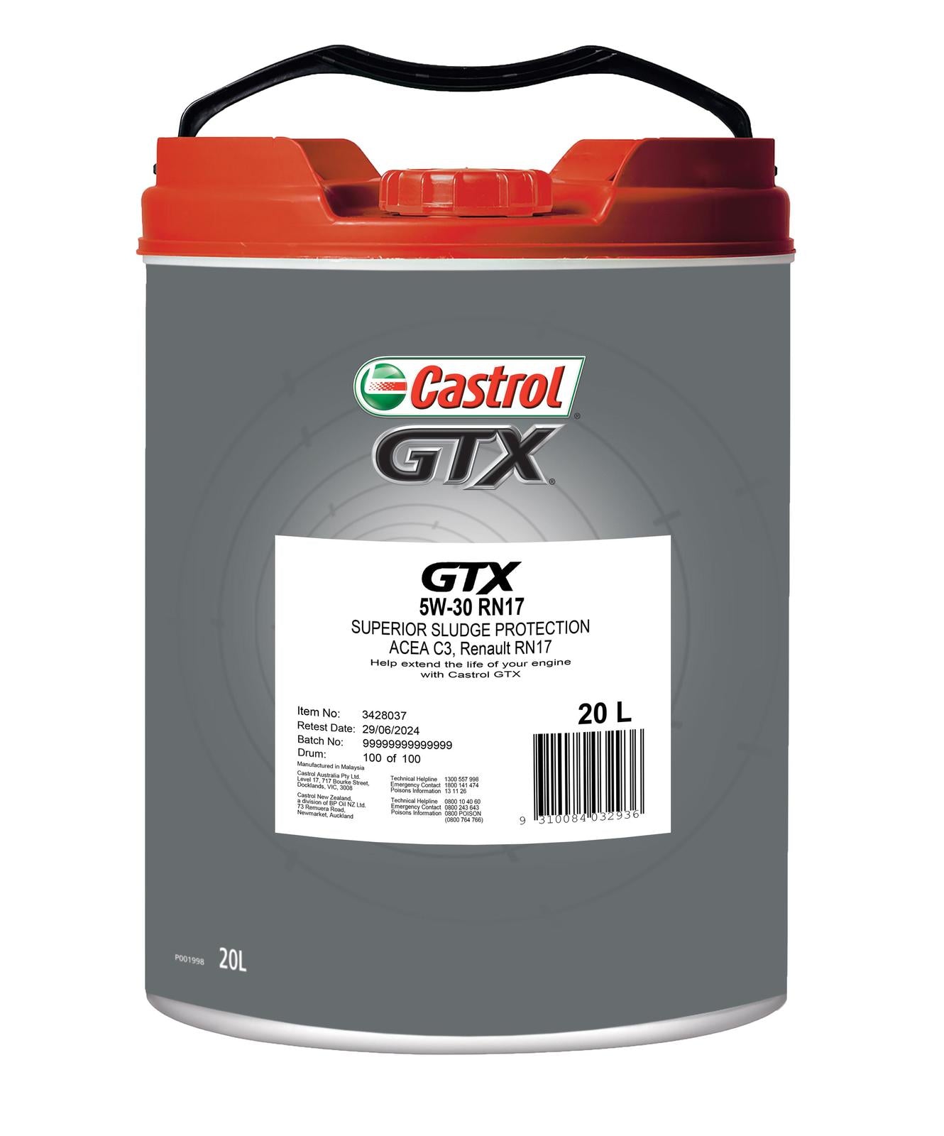 Castrol GTX 5W-30 RN17 Engine Oil 20L 3428037
