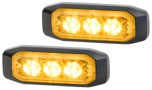 Hella - 12/24V Bst Slim Directional Warning Lamp, Amber 3 LED, Surface Mount - 2 Pcs 2XD 014 563-401
