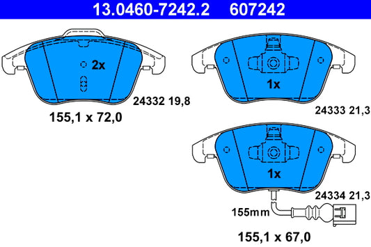 ATE Brake Pad Set Front 13.0460-7242.2