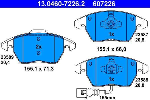 ATE Brake Pad Set Front 13.0460-7226.2