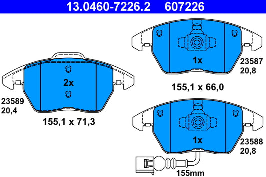 ATE Brake Pad Set Front 13.0460-7226.2