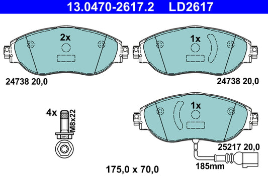 ATE Ceramic Brake Pad Set Front 13.0470-2617.2