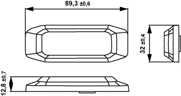 Hella - 12/24V Bst Slim Directional Warning Lamp, Amber 3 LED, Surface Mount - 2 Pcs 2XD 014 563-401