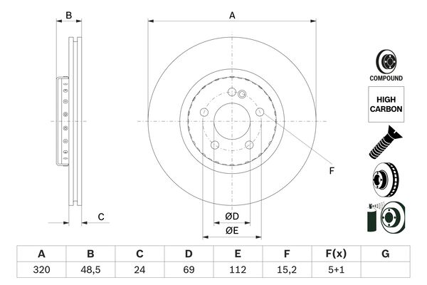 Bosch Brake Disc 0 986 479 H43