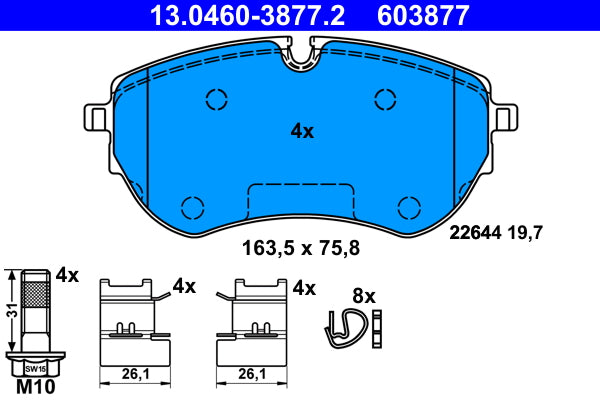 ATE Brake Pad Set Front 13.0460-3877.2