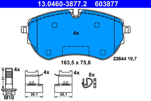ATE Brake Pad Set Front 13.0460-3877.2