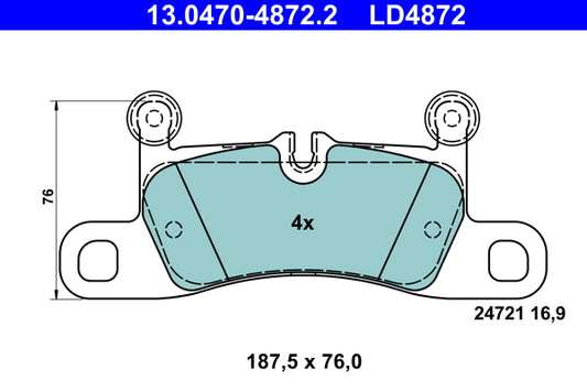 ATE Ceramic Brake Pad Set Rear 13.0470-4872.2