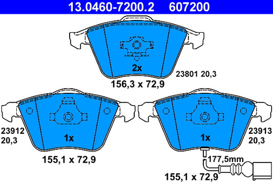 ATE Brake Pad Set Front 13.0460-7200.2