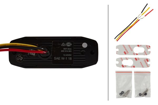 Hella - 12/24V Bst Slim Directional Warning Lamp, White 3 LED, Surface Mount - 2 Pcs 2XD 014 563-901