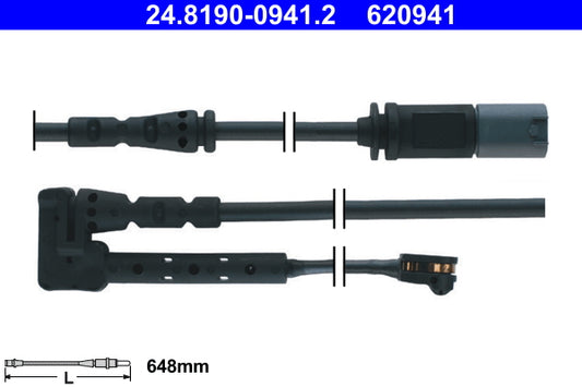 ATE Brake Pad Wear Sensor 648mm Front LH 24.8190-0941.2