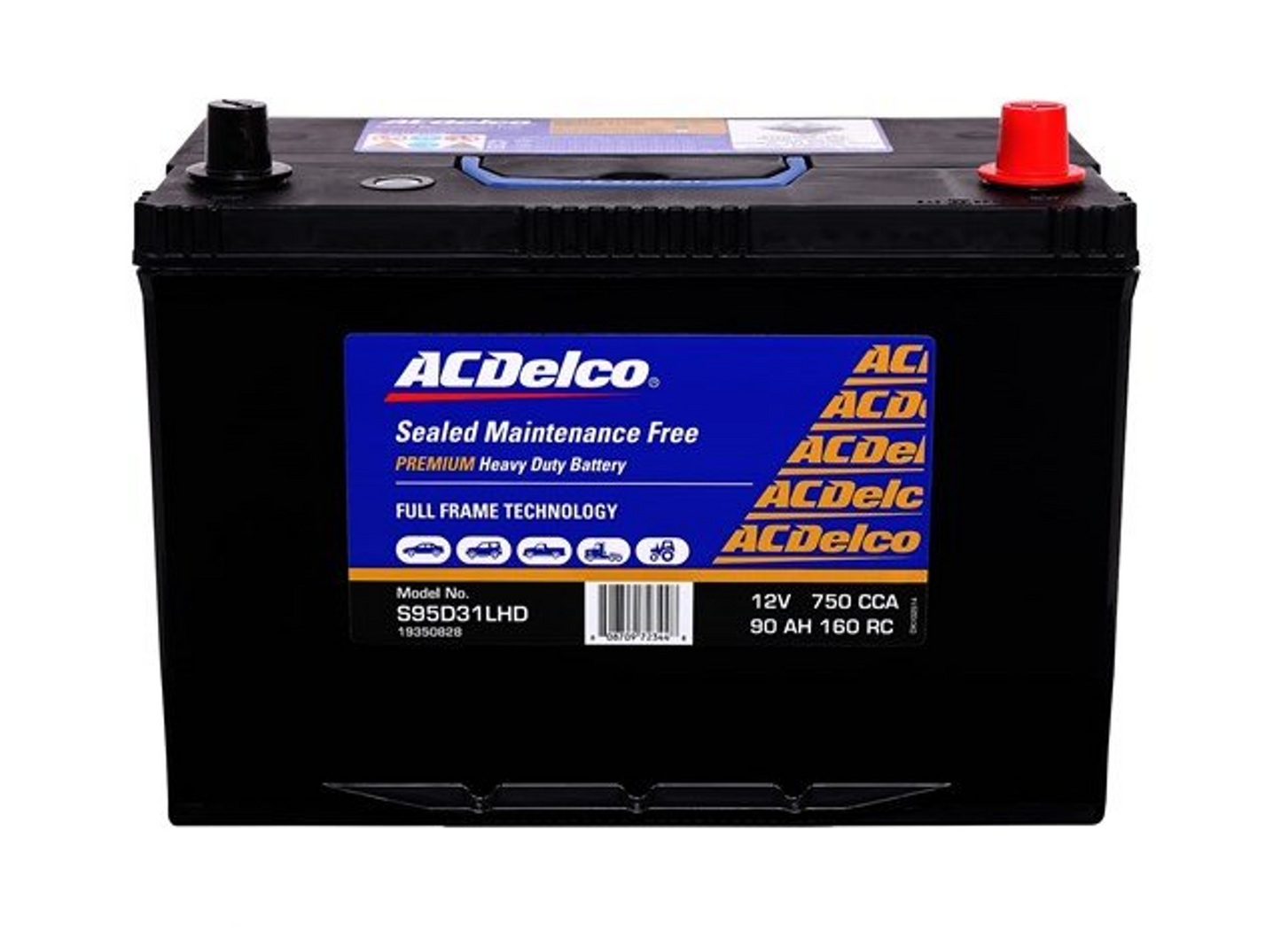 ACDelco Maintenance Free Battery 12V 750 CCA 305L x 175W x 222H (mm) S95D31LHD