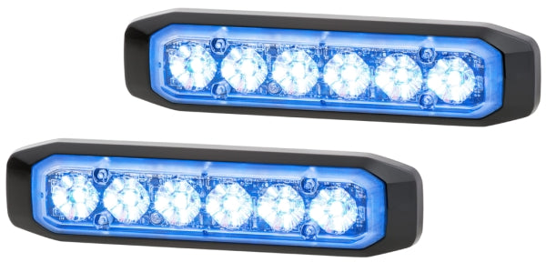 Hella 12/24V Bst Slim Directional Warning Lamp, Blue 6 Led, Surface Mount - 2 Pcs 2XD 014 562-101