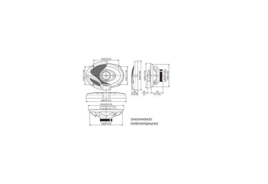 Kenwood KFC-M6934A 6x9 Inch 3-Way 360W Speakers KFC-M6934ASB