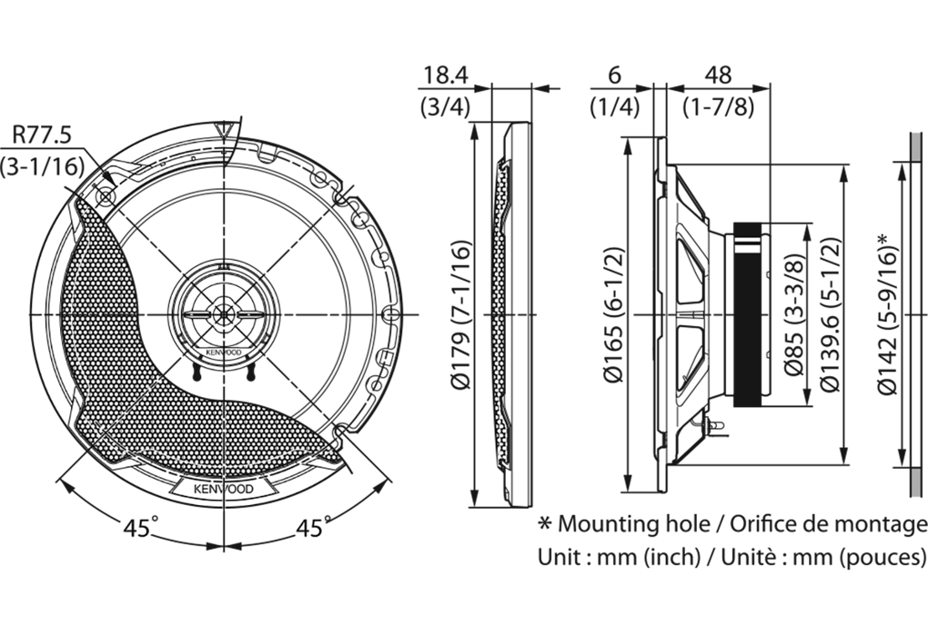 Kenwood 17Cm 3 Way Speaker KFC-PS1796