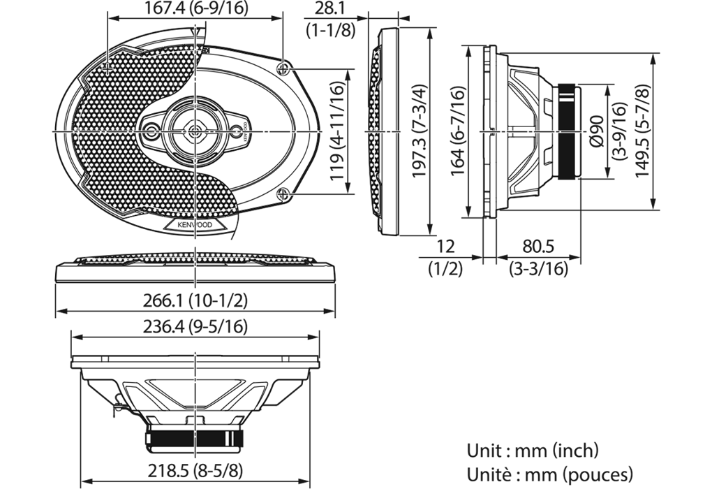 Kenwood 6X9In 4 Way Speaker 600W 115W KFC-PS6986