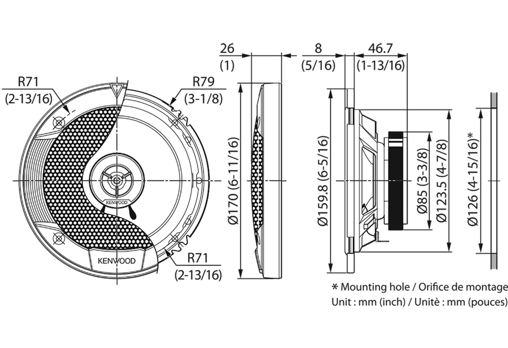 Kenwood KFC-S1676EX 6 Inch 2 Way Speakers 330W KFC-S1676EXSB