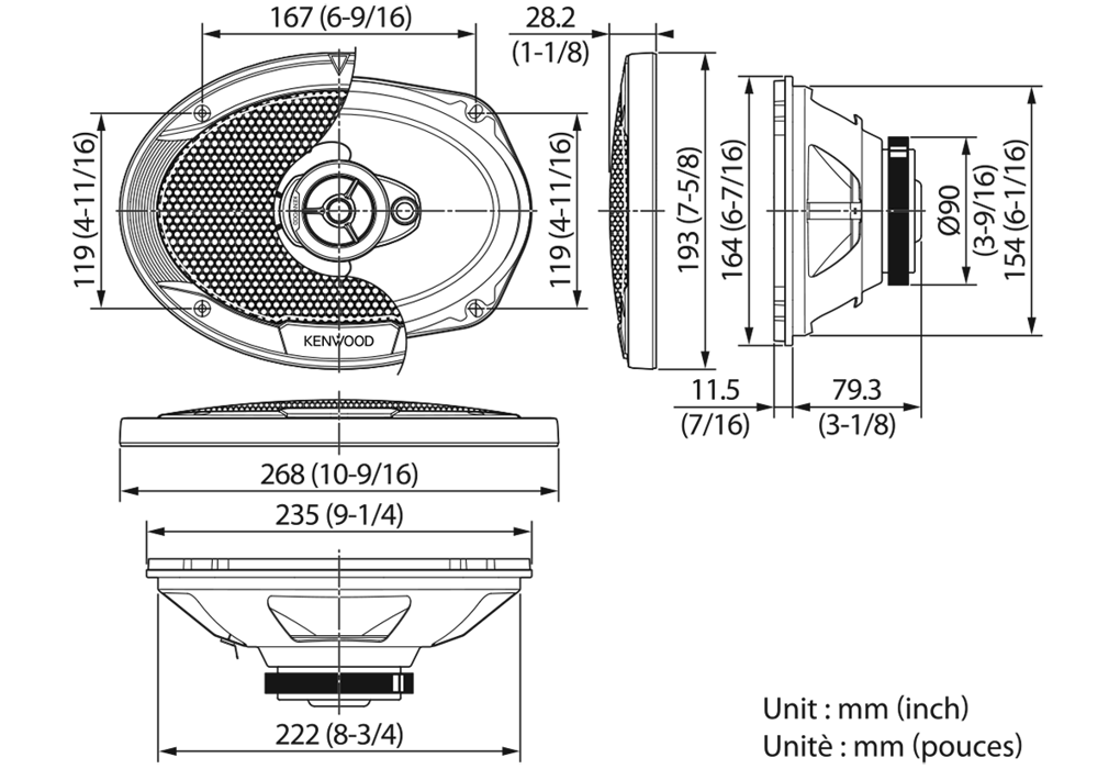 Kenwood KFC-S6976EX 6x9 Inch 3-Way 500W Speakers KFC-S6976EXSB