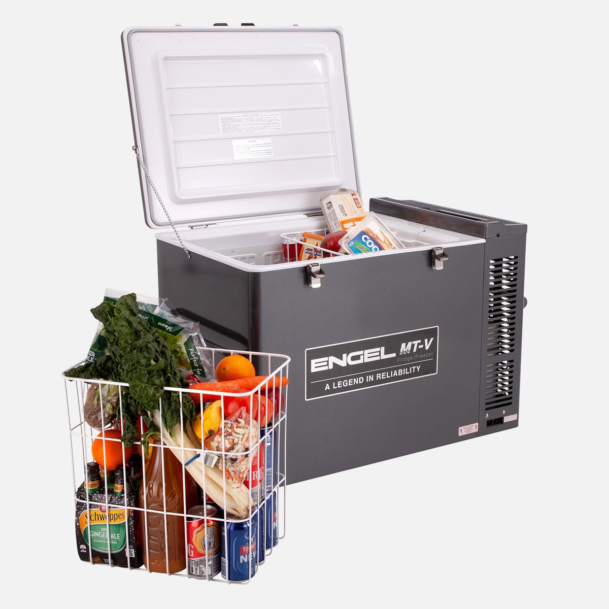Engel 80 Litre Portable Fridge-Freezer, Gunmetal, 12/24V DC (4.2/2.1A) & 240V AC