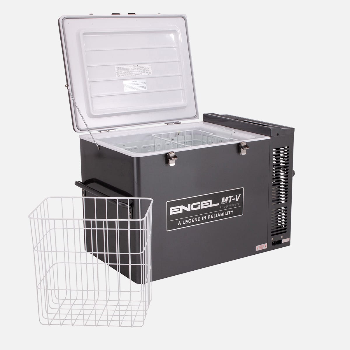 Engel 80 Litre Portable Fridge-Freezer, Gunmetal, 12/24V DC (4.2/2.1A) & 240V AC