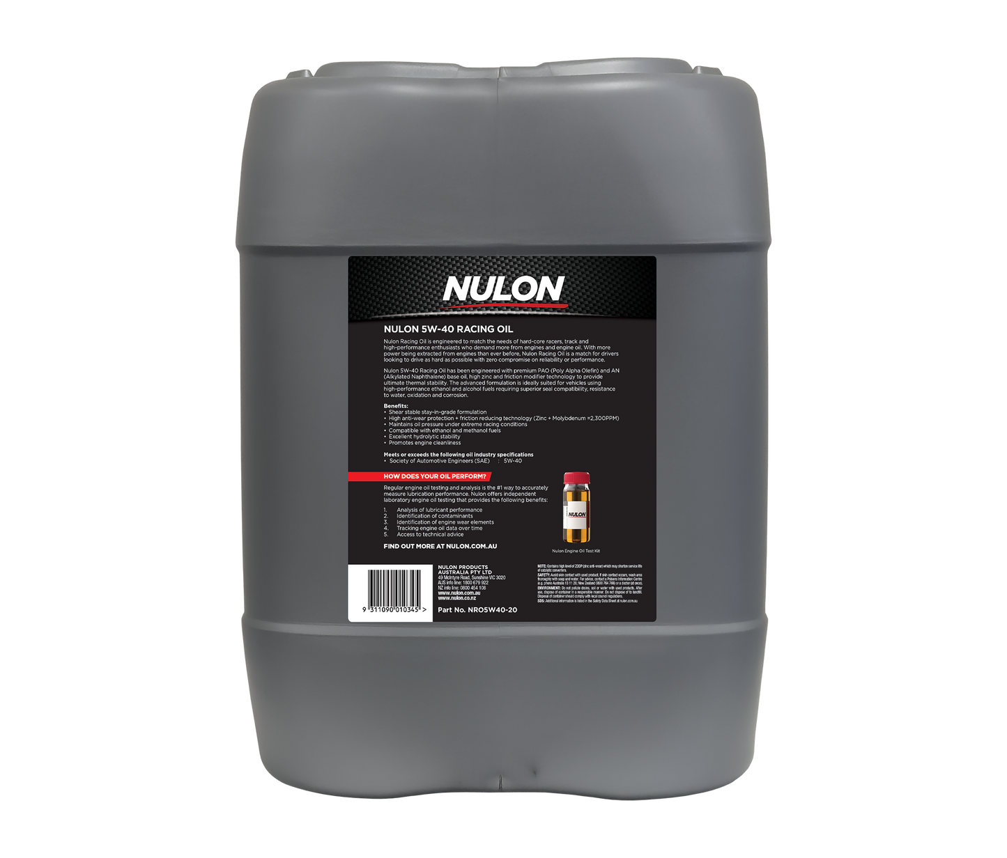 Nulon Full Synthetic 5W40 Racing Oil 20L NRO5W40-20