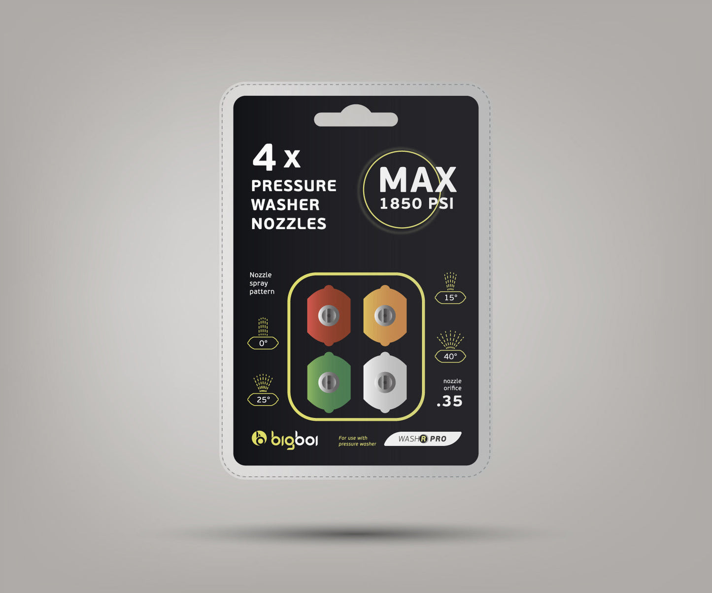 Bigboi Nozzle4Pck X4 Pressure Washer 4.0 Orifice Nozzles NOZZLE4PCK