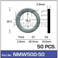 Nice Products Mag Washer Id-18Mm Od-26.5Mm 50 Pack NMW500-50