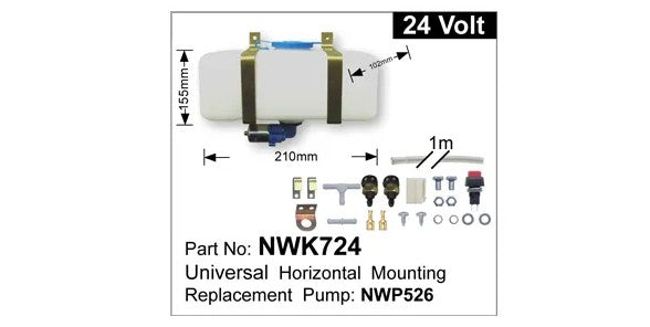 Nice Products Universal Horizontal Mounting Washer Pump Kit NWK724