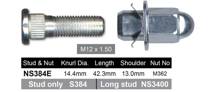 Nice Products Wheel Nut & Stud NS384E