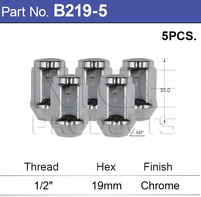 Nice Products Chrome Wheel Nut (5) B219-5