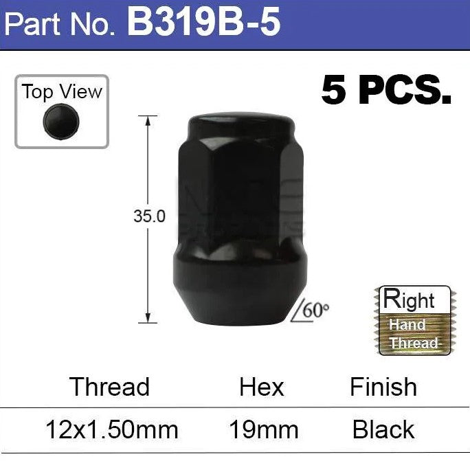 Nice Products Black Nuts Pk5 B319B-5