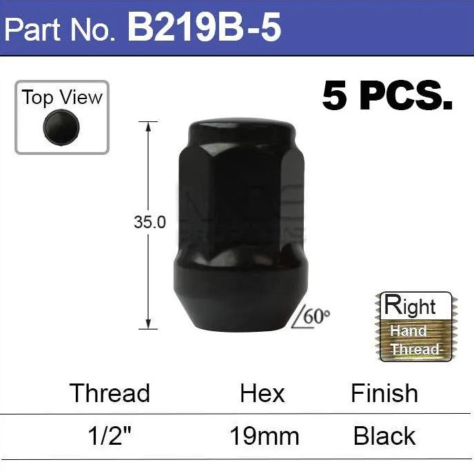 Nice Products Black Nuts Pk5 B219B-5