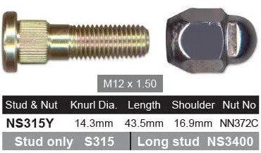 Nice Products Wheel Nut & Stud NS315Y