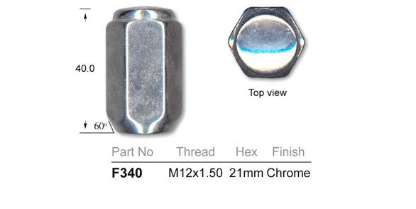 Nice Products Chrome Wheel Nut F340