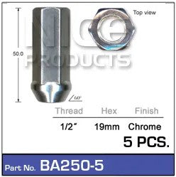 Nice Products Chrome Wheel Nuts Pk5 BA250-5