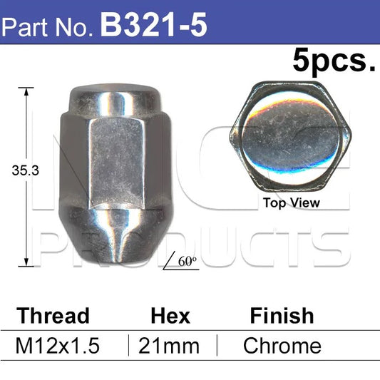 Nice Products Chrome Wheel Nut B321-5