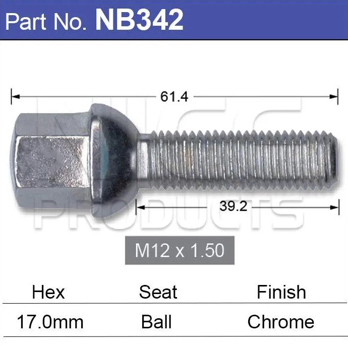 Nice Products 12-1 5 Wheel Bolt NB342
