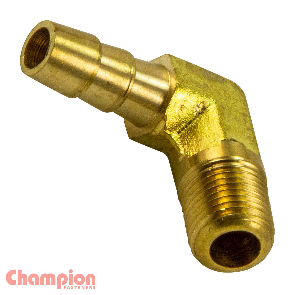 Champion Fasteners Hose Tail Elbow Male Brass 90 1/2In X 1/4In P607