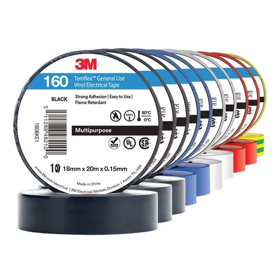3M Temflex 160 Tape Black Rainbow 18mm x 20m AE019500766