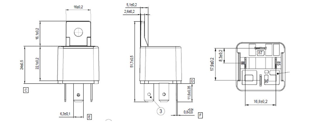 Bosch Relay 12V 4 Pin Normally Open Contact 30A 0 986 332 210