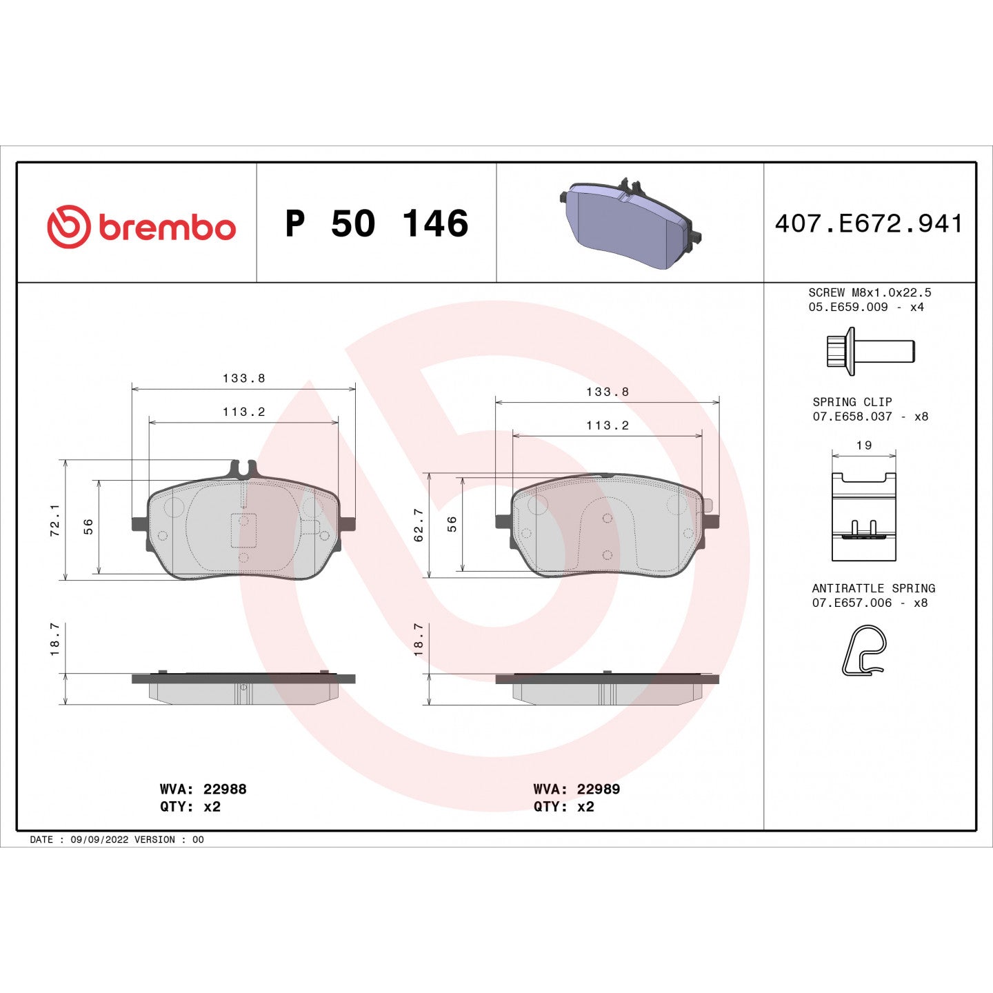 Brembo Brake Pad Set P 50 146