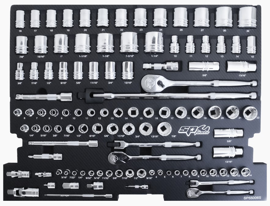 SP Tools EVA Insert Foam Tray Tool Kit Sockets & Accessories 105Pcs SP55006S