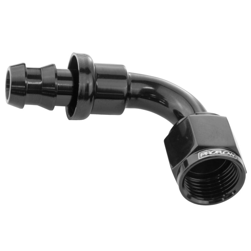 Proflow 90 Deg Push On Hose End # 6 Blk PFE403-06BK